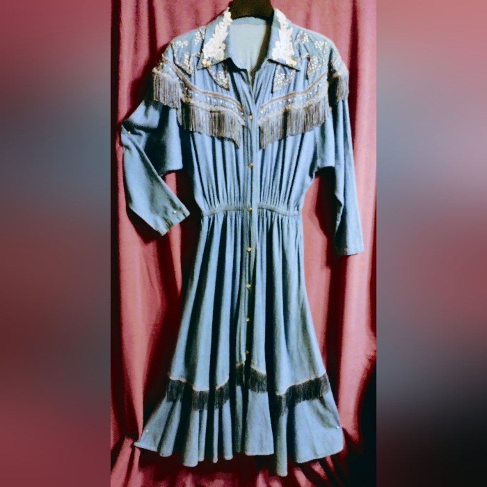 Western Vintage 80's Fringed Dress